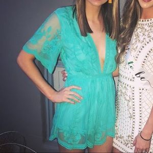 Honey punch lace romper